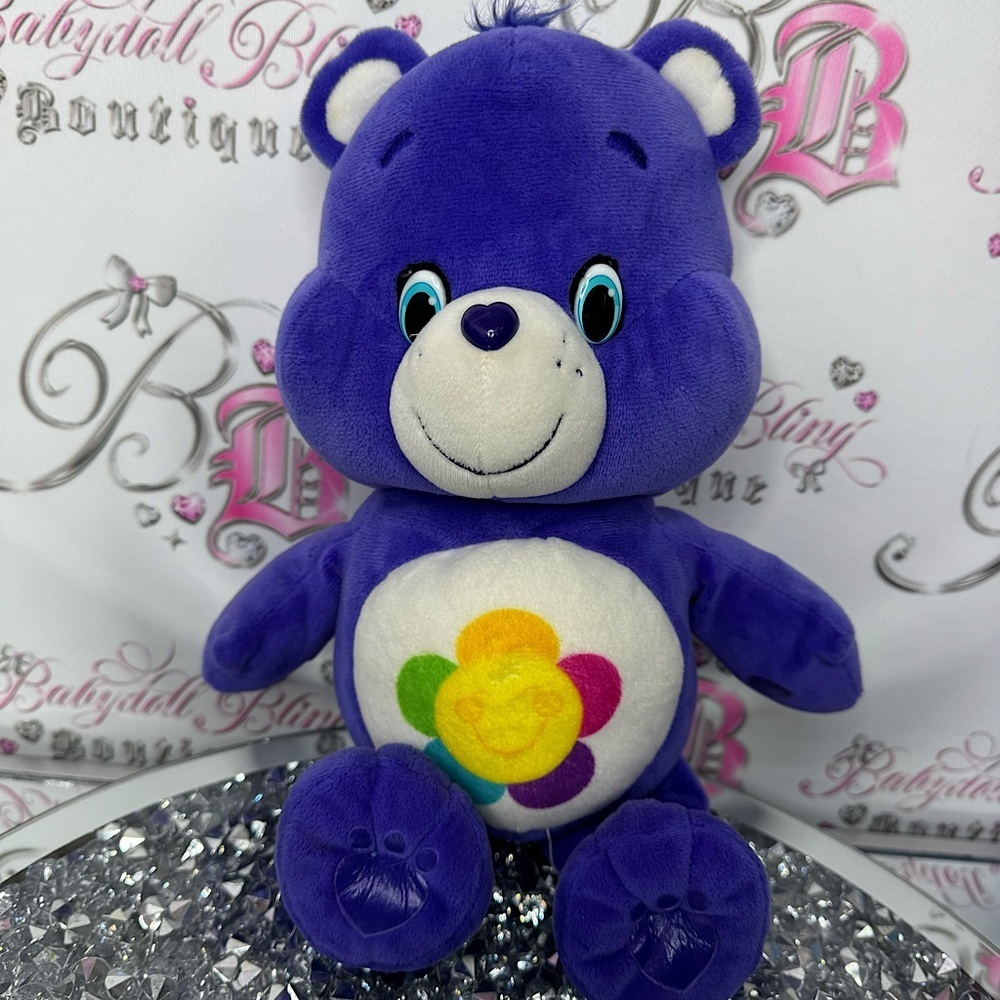 Care bear harmony flower plush stuffed toy animal purple rainbow teddy 2015
